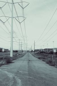 Electricity pylons on road