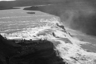 High angle view of waves in sea