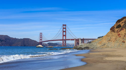 Suspension bridge over sea