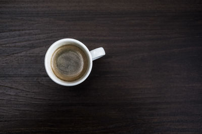 High angle view of coffee on table