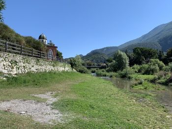 Scenic view of landscape against clear sky