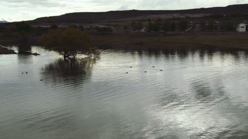 Scenic view of lake against sky