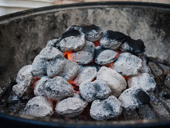 Close-up of coal in barbecue grill