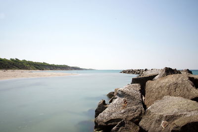 Scenic view of sea against clear sky