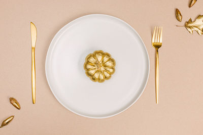 Directly above shot of food in plate on table