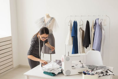 Woman working on table