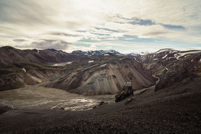 Rocky hills with snow landscape photo