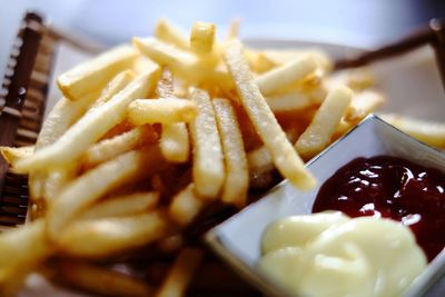 Close-up of food served on plate