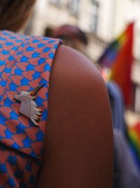 Close-up of woman wearing hat