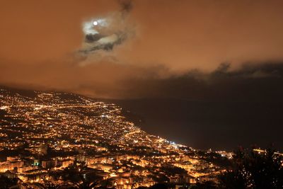 Aerial view of illuminated cityscape