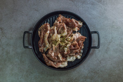 High angle view of food on table