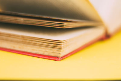 Close-up of books on table