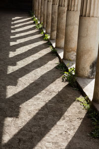 Close-up of cropped pillars with shadow