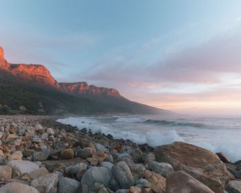 Scenic view of sea against sky during sunset