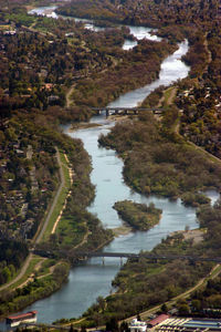 High angle view of bridge over river