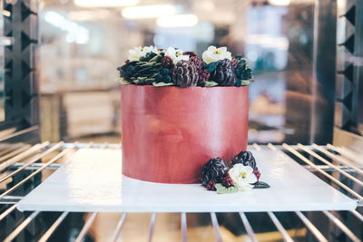 Close-up of strawberries on table