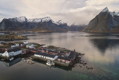 Reine village environment from an aerial point of view