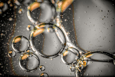 Close-up of water drops on glass