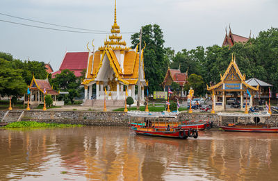A ferry boat cross the chao phraya river in ayutthaya thailand southeast asia
