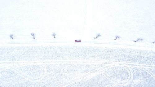 Scenic view of snow covered land