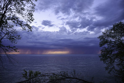 Scenic view of sea against sky at sunset