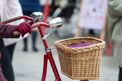 Close-up of wicker basket