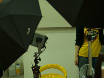 Low section of person wearing camera