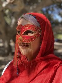 Portrait of woman wearing mask