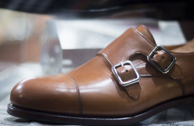 Close-up of shoes on table