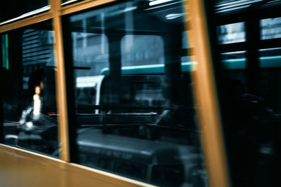 Train seen through glass window