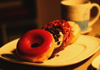 Close-up of breakfast served on table