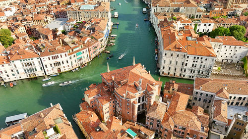 High angle view of buildings in city