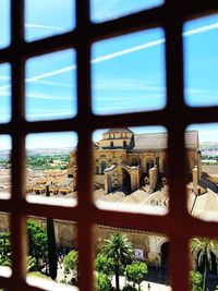 Buildings seen through window