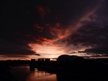 Silhouette buildings against sky during sunset