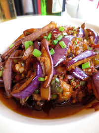 Close-up of meal served in plate