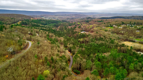 High angle view of landscape against sky