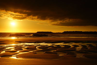 Scenic view of sea at sunset