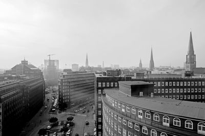 Panoramic view over hamburg skyline from top of city-hof