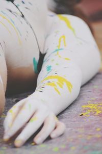 Close-up of woman with paint on body