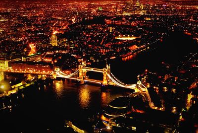 Illuminated cityscape at night