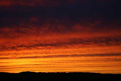 Scenic view of dramatic sky during sunset