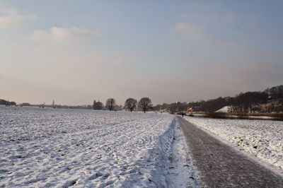 Snow covered trees against sky
