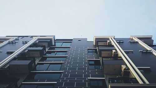 Low angle view of modern building against clear sky