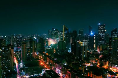 Illuminated city at night