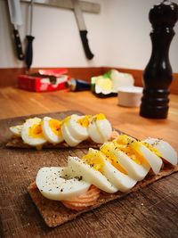 Close-up of breakfast on table