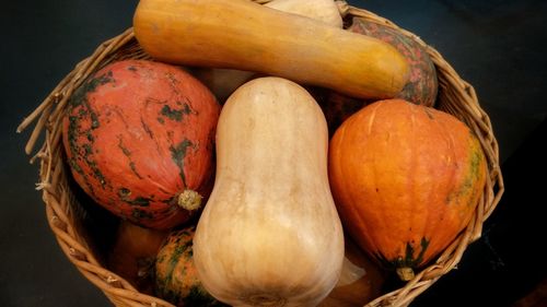 High angle view of pumpkins in market