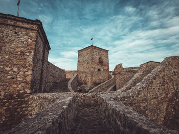 Low angle view of fort against sky