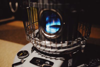 Close-up of vintage car on table
