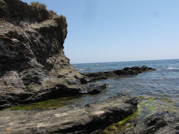 Scenic view of sea against clear sky