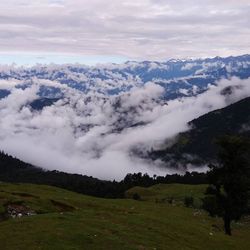 Scenic view of landscape against cloudy sky